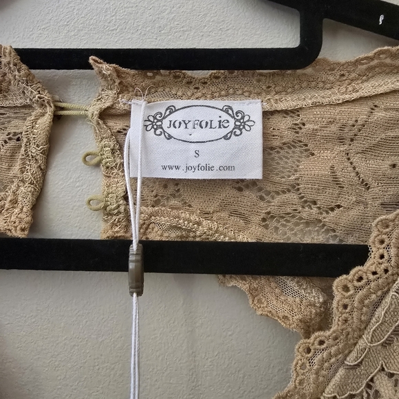 Joyfolie Elegant Lace Dress in Tan - Picture 2 of 7